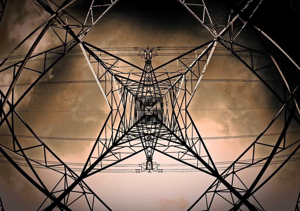 underneath electricity pilon