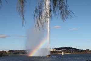 Walking by the Lake - The rainbow in the Captain Cook Water Jet