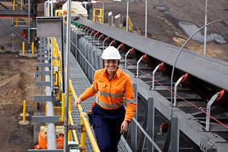 Woman at the Lake Vermont Coal mine in Queensland_opt